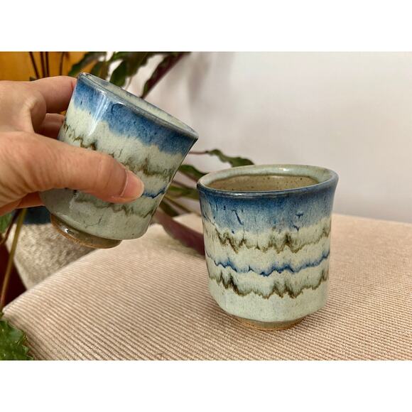 Handmade Studio Pottery Mugs, Vintage Tea/Coffee Cups, Mid Century Barware Retro - Picture 2 of 10